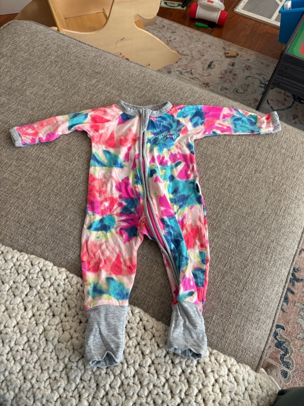 Bonds Tie-Dye Footed One-Piece - Pink, Blue, Green